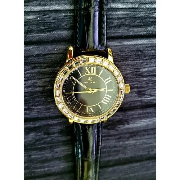 Rare Pablo Raez 35mm Manhattan Gem Studded Black Roman Watch